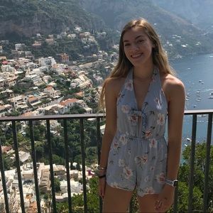 KENDALL AND KYLIE BLUE FLORAL ROMPER